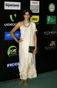 Sonam Kapoor in gold flats