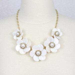 White Flower Statement Necklace
