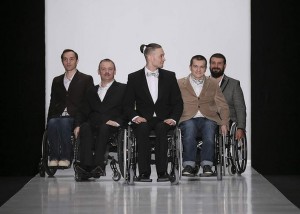 Male disabled models on runway