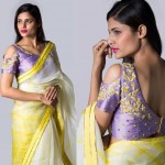 Cold sholder blouses with tie and dye saree