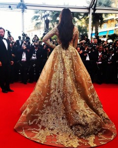 Sonam Kapoor in a gold Elie Saab gown
