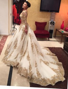 Bridal gown with trains