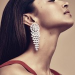 Triangular rose cut white diamond earrings
