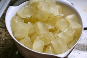 Chicken stock in ice cubes