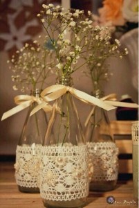 Flower vase with lace