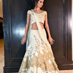 Layered white bridal lehnga