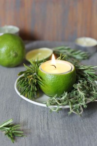 Lime peel as a candle holder