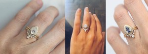 Shaped Double band engagement rings