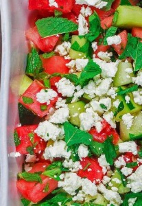 Watermelon cucumber and mint salad