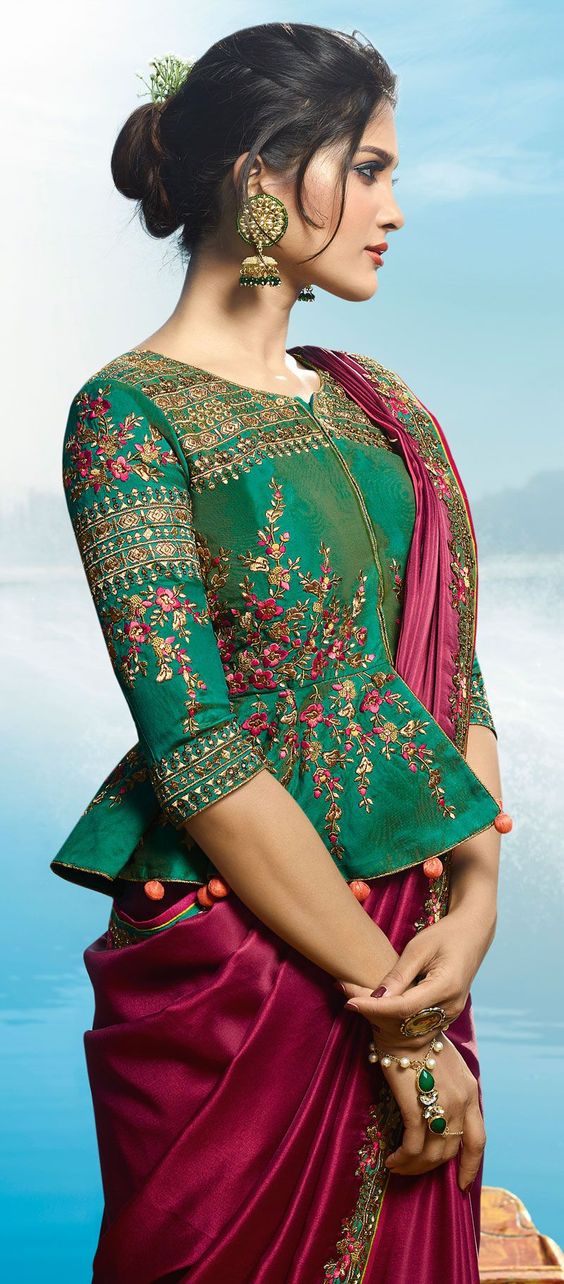 Peplum Blouse Style For Saree Threads WeRIndia 