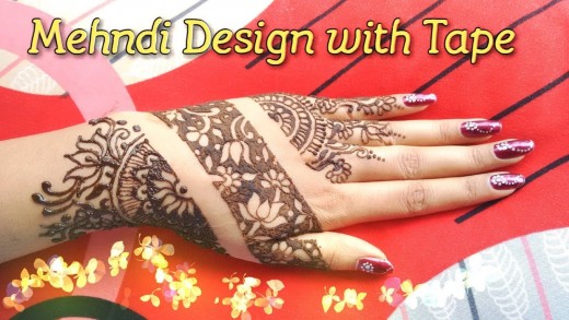 Mehndi design with tape for karvachauth