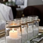 Reuse glass jars as candle stands