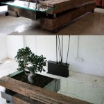 Nature inspired table with a live plant