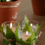 Decoration with candles and real leaf