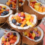 Serve cut fruits in coconut shells