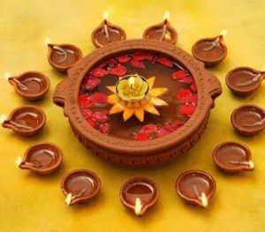 Diya arrangement for Diwali