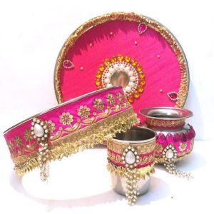 Tasselled pooja thali set for karvachauth