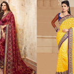 Border embroidered Brasso saree
