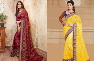 Border embroidered Brasso saree