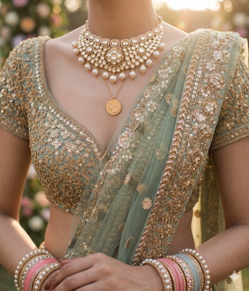 Designer Necklines For Bridal Blouses