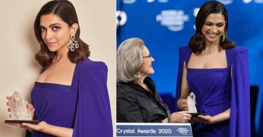 Deepika Padukone honored with crystal award at the world economic forum, Davos, Switzerland