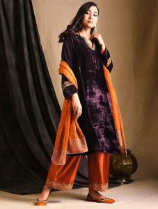 Velvet kurta salwar designs