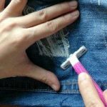 DIY distress denim jeans