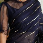 Transparent sleeves design for saree blouse design