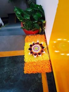 Flower petals rangoli designs for Diwali