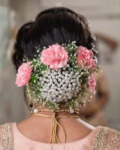 Bridal bun ideas adorned with pearls