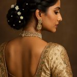 Bun hairstyle with fresh flower detailing
