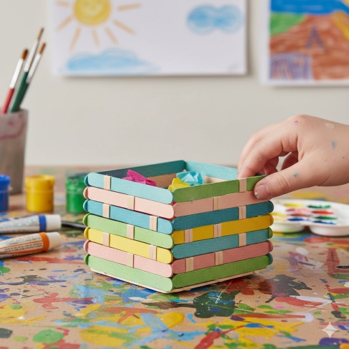 Ice cream sticks basket
