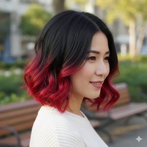 Red colored short hairstyles