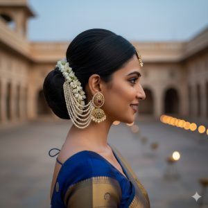Bold earrings with bun hairstyle-Threads-WeRIndia