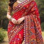 Vibrant Lambani saree in nature