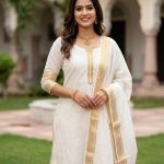 White Mangalgiri Kurta Salwar Designs
