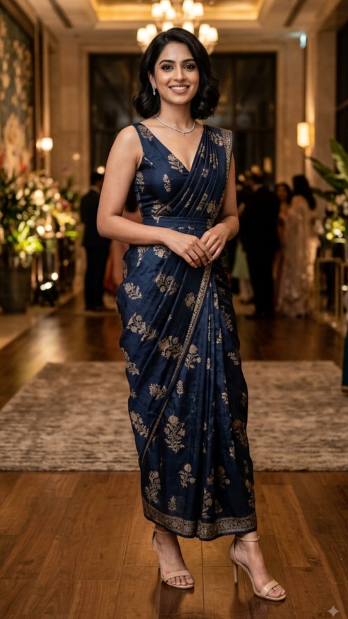 Saree Draped Like A Dress
